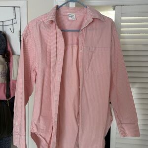 Aerie Women's Pink Striped Button Down Shirt